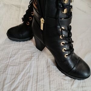 Elegant Black Lace-Up Boots